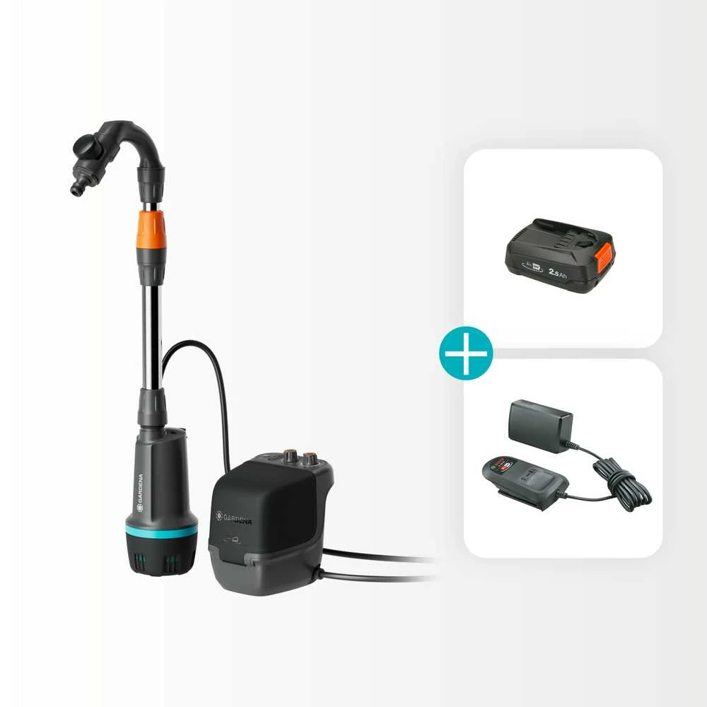 Gardena Akumuliatorinis lietaus vandens rezervuaro siurblys 2400 ComfAuto 18V P4A rinkinys