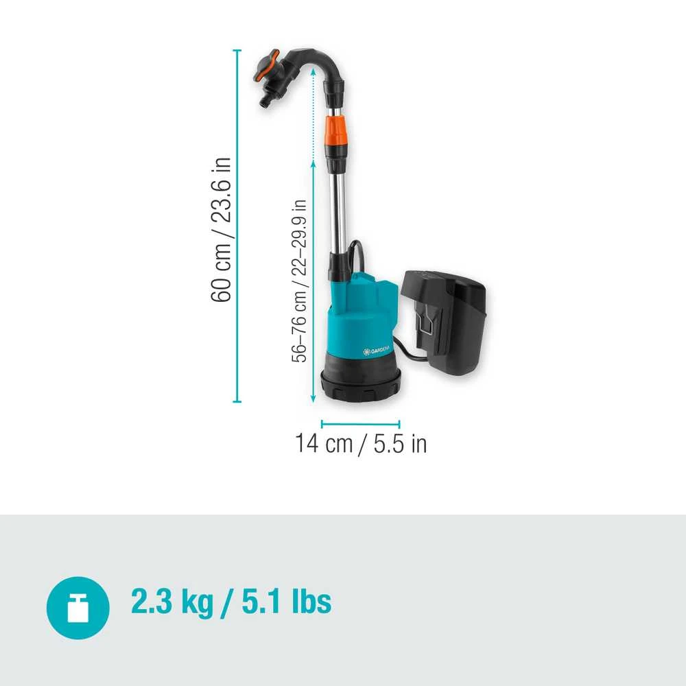 Gardena Akumuliatorinis lietaus vandens siurblys 2000/2 18V P4A