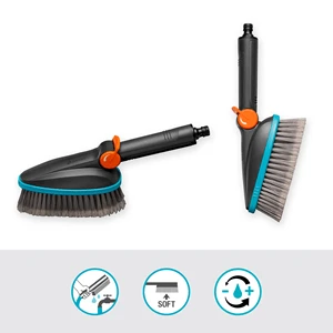 Gardena "Cleansystem" rankinis šepetys "Soft" M, su vandens jungtimis, skirtas mažesniems paviršiams