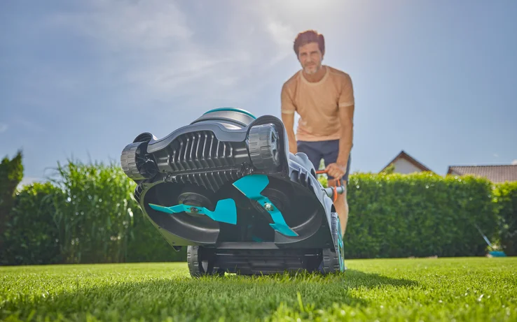 Gardena PowerMax Duo 46/36V Dual-Blade akumuliatorinės vejapjovės komplektas su P4A baterija aprašymas - Prekės nuotrauka