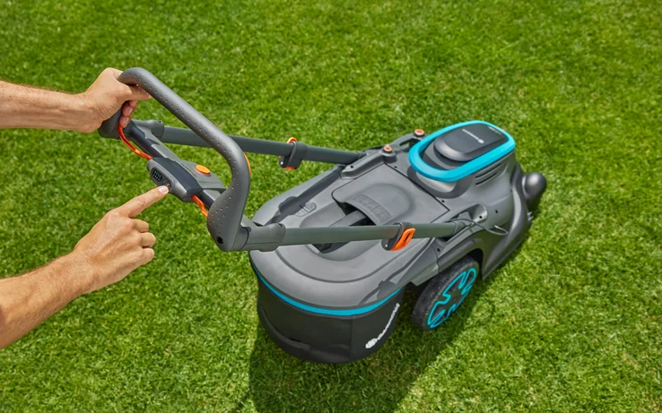 Gardena PowerMax Duo 46/36V Dual-Blade akumuliatorinės vejapjovės komplektas su P4A baterija aprašymas - Prekės nuotrauka