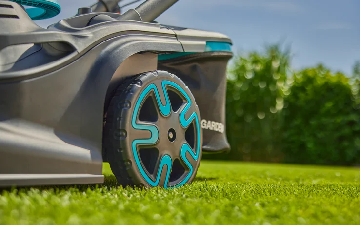 Gardena PowerMax Duo 46/36V Dual-Blade akumuliatorinės vejapjovės komplektas su P4A baterija aprašymas - Prekės nuotrauka