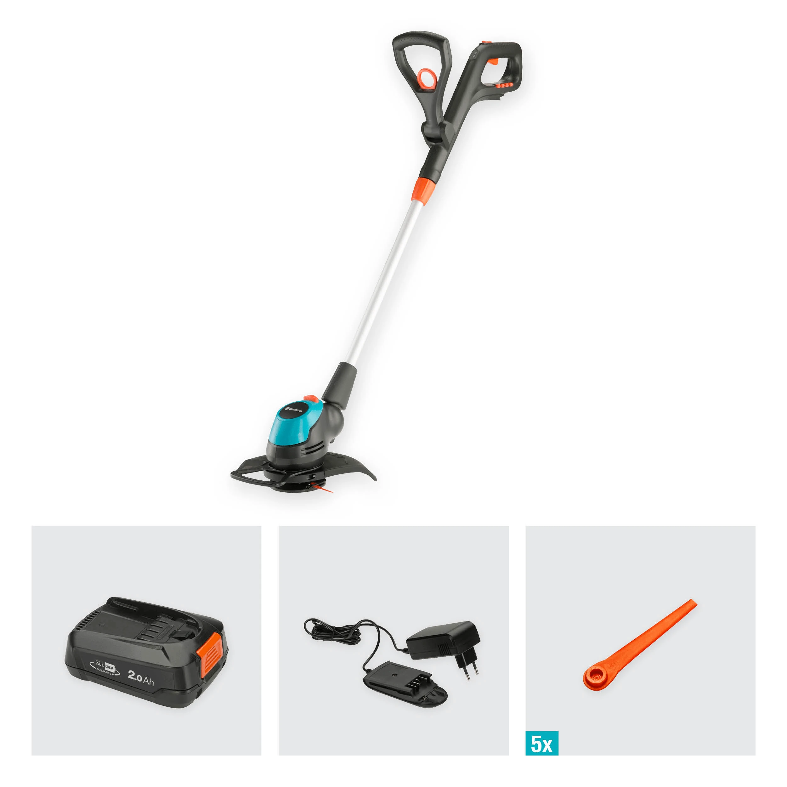 Gardena akumuliatorinė žoliapjovė EasyCut 23/18V P4A 18V pilnas komplektas
