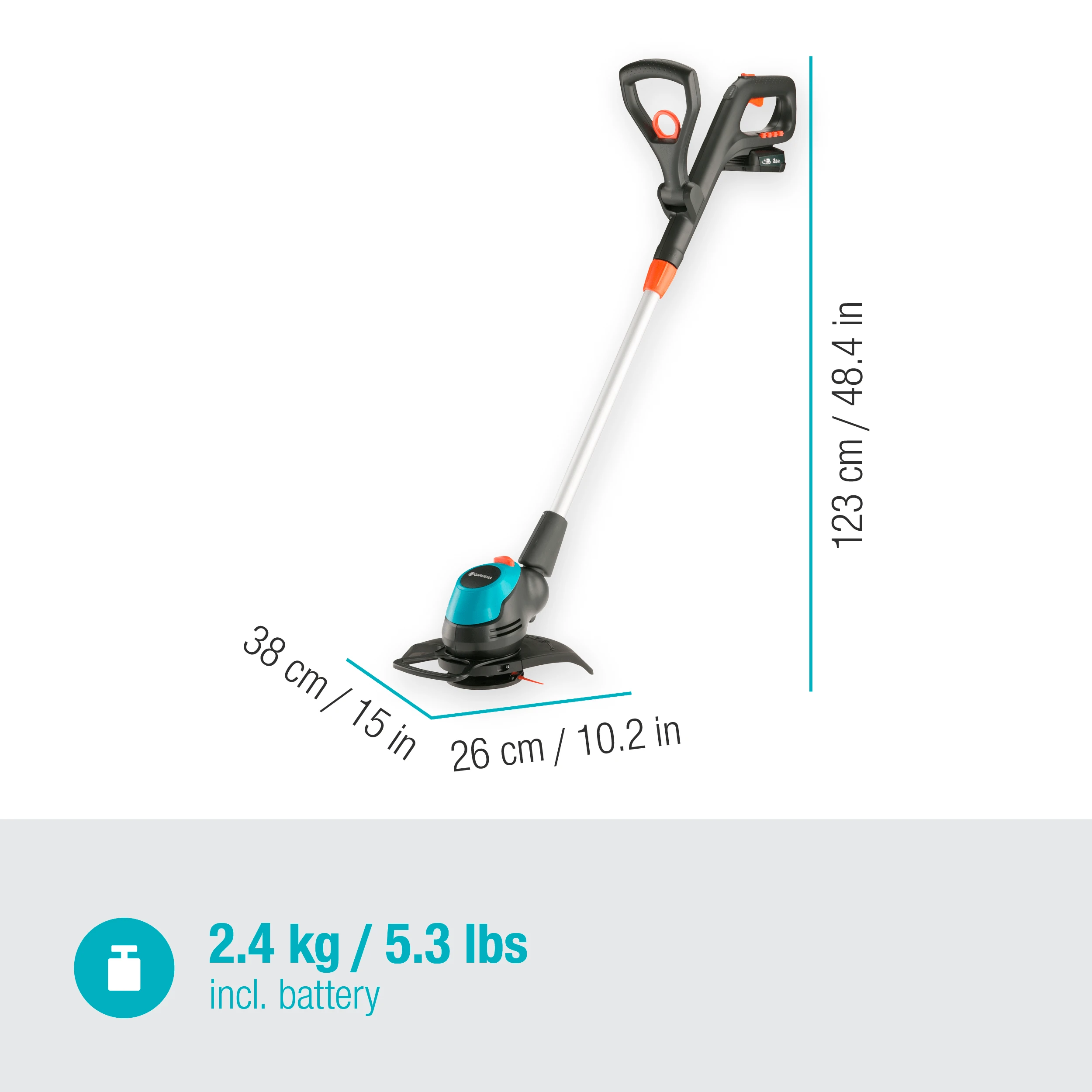 Gardena akumuliatorinė žoliapjovė EasyCut 23/18V P4A 18V pilnas komplektas