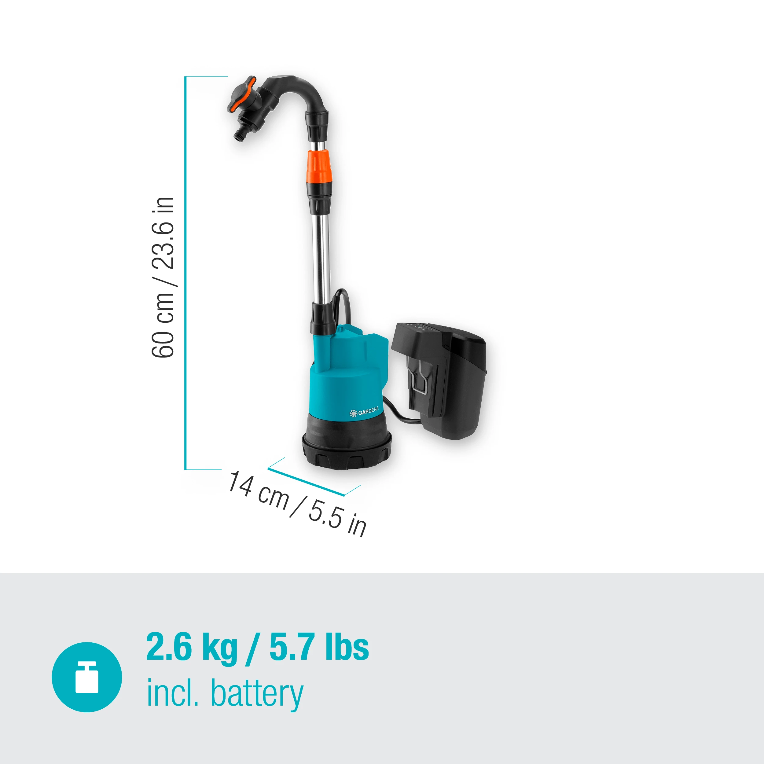 Gardena Akumuliatorinis lietaus vandens siurblys 2000/2 18V P4A