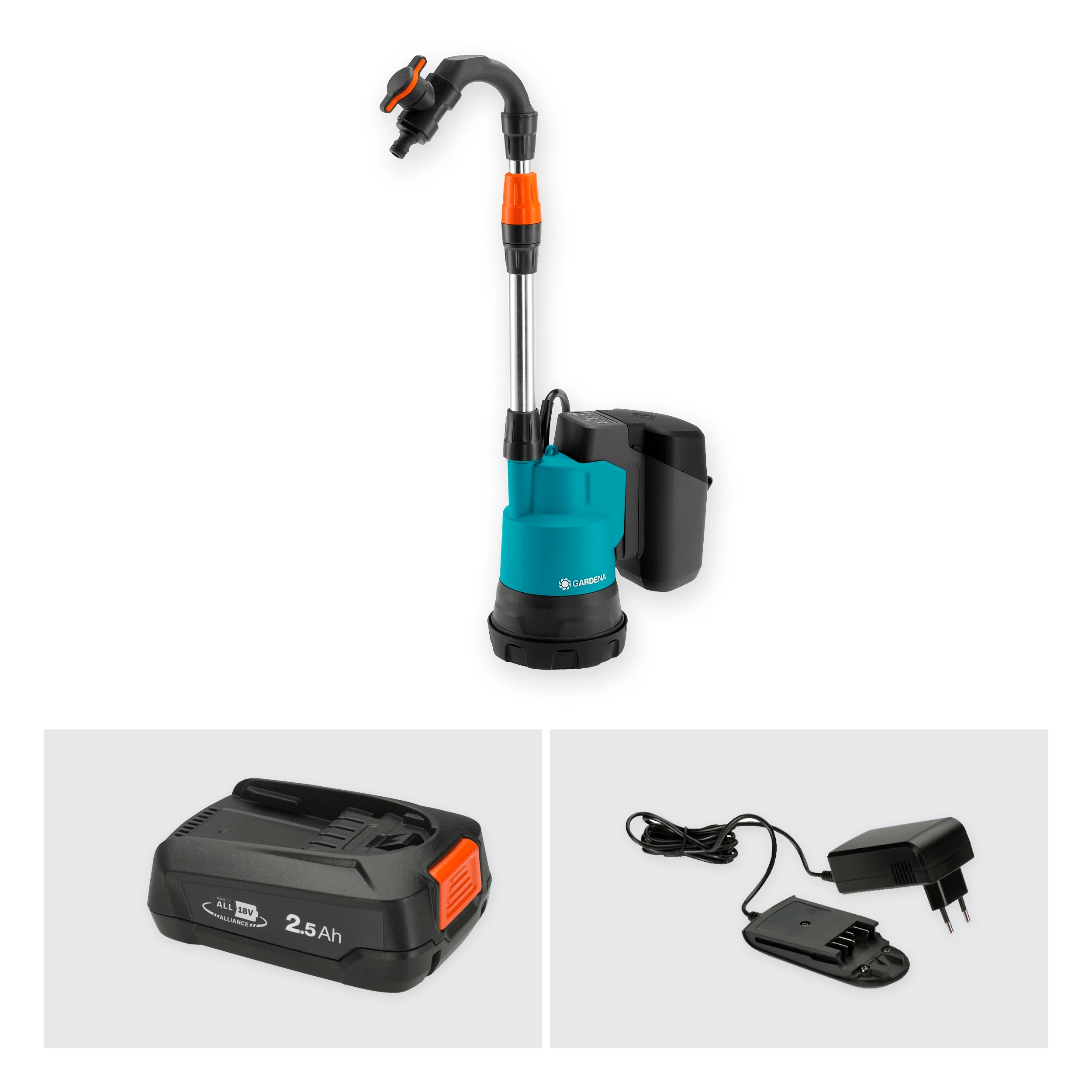 Gardena Akumuliatorinis lietaus vandens siurblys 2000/2 18V P4A