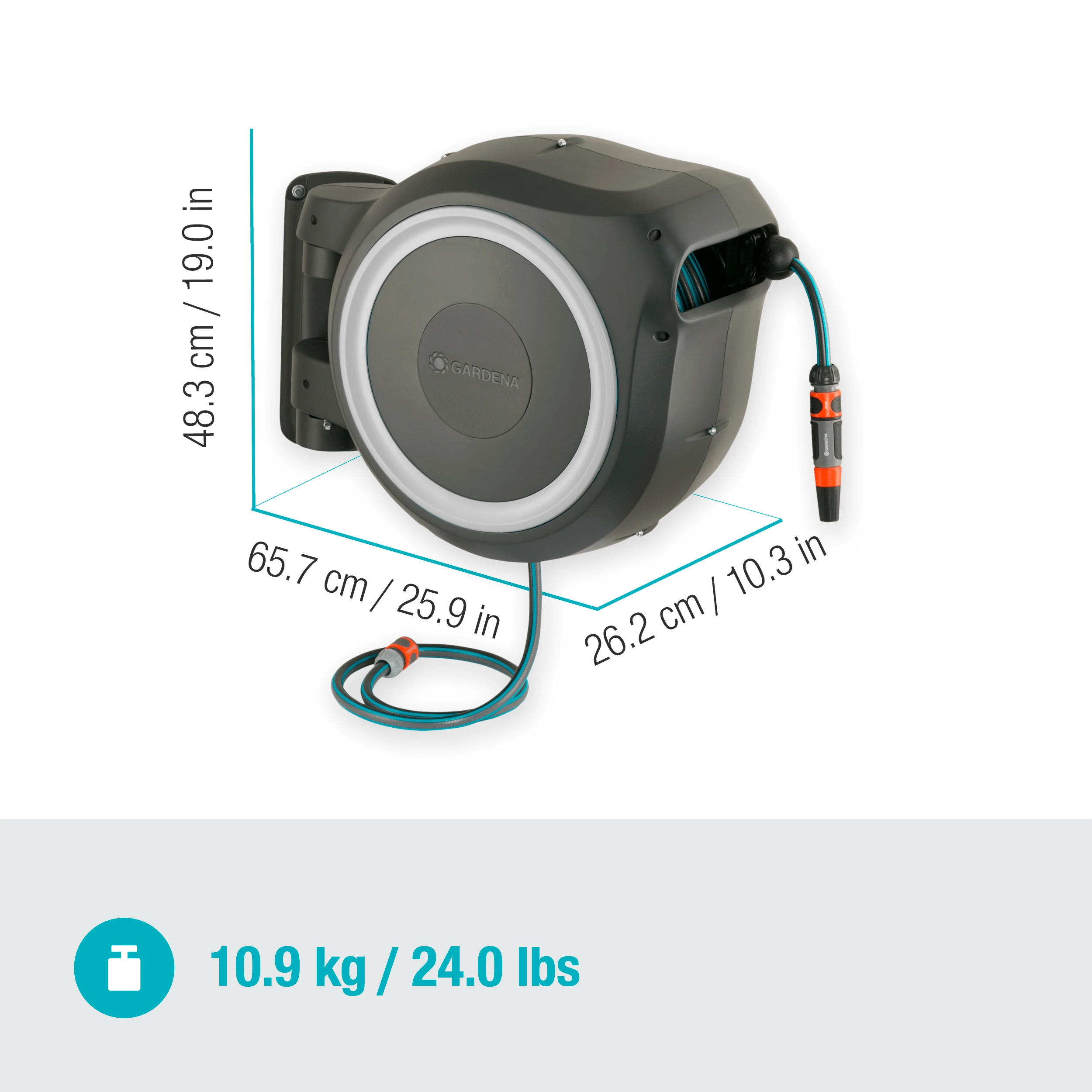 Ritė su žarna Gardena 25m RollUp M/L 9704736-01