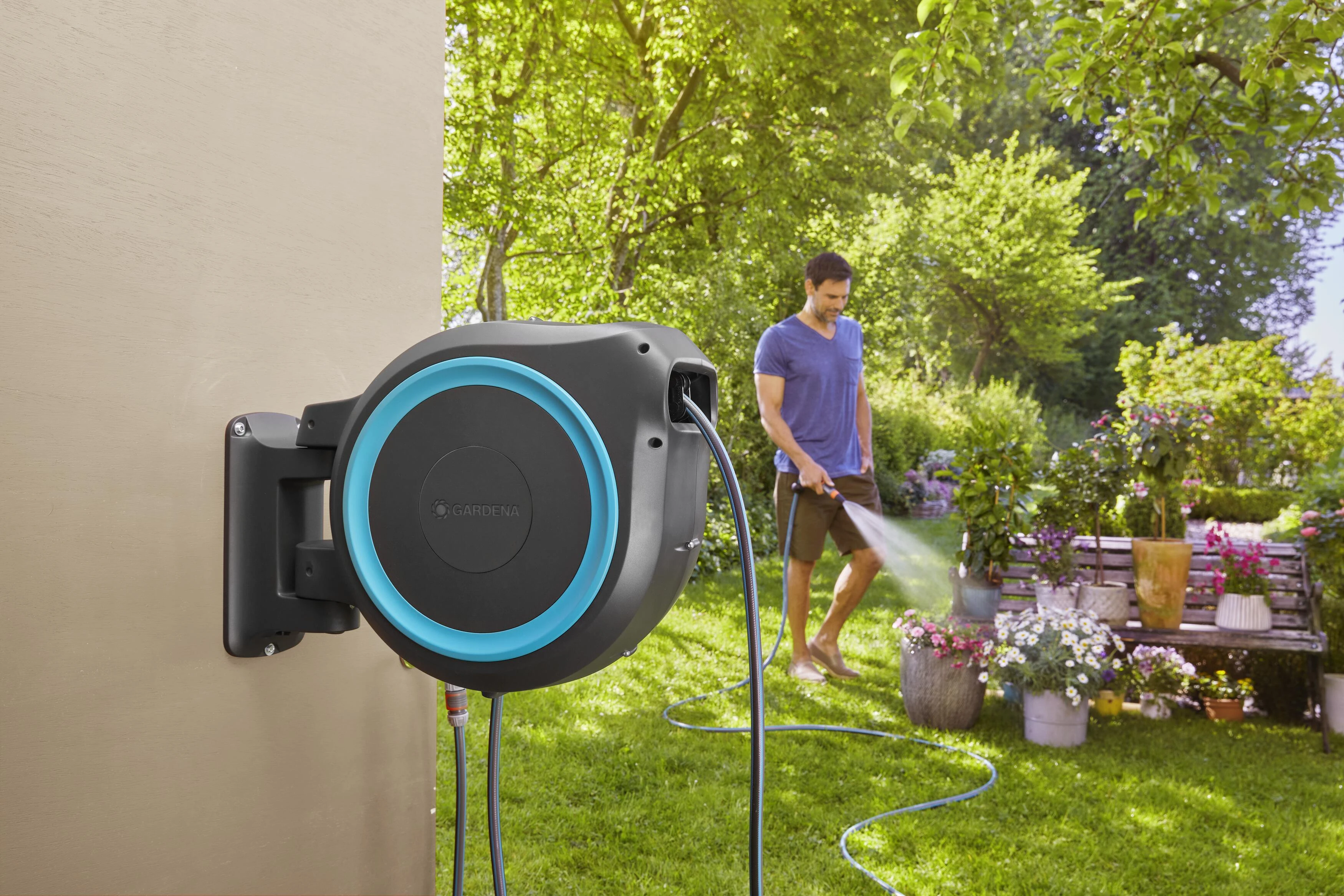 Gardena sieninė automatinė ritė žarnai "RollUp M/L" 25m, 13mm