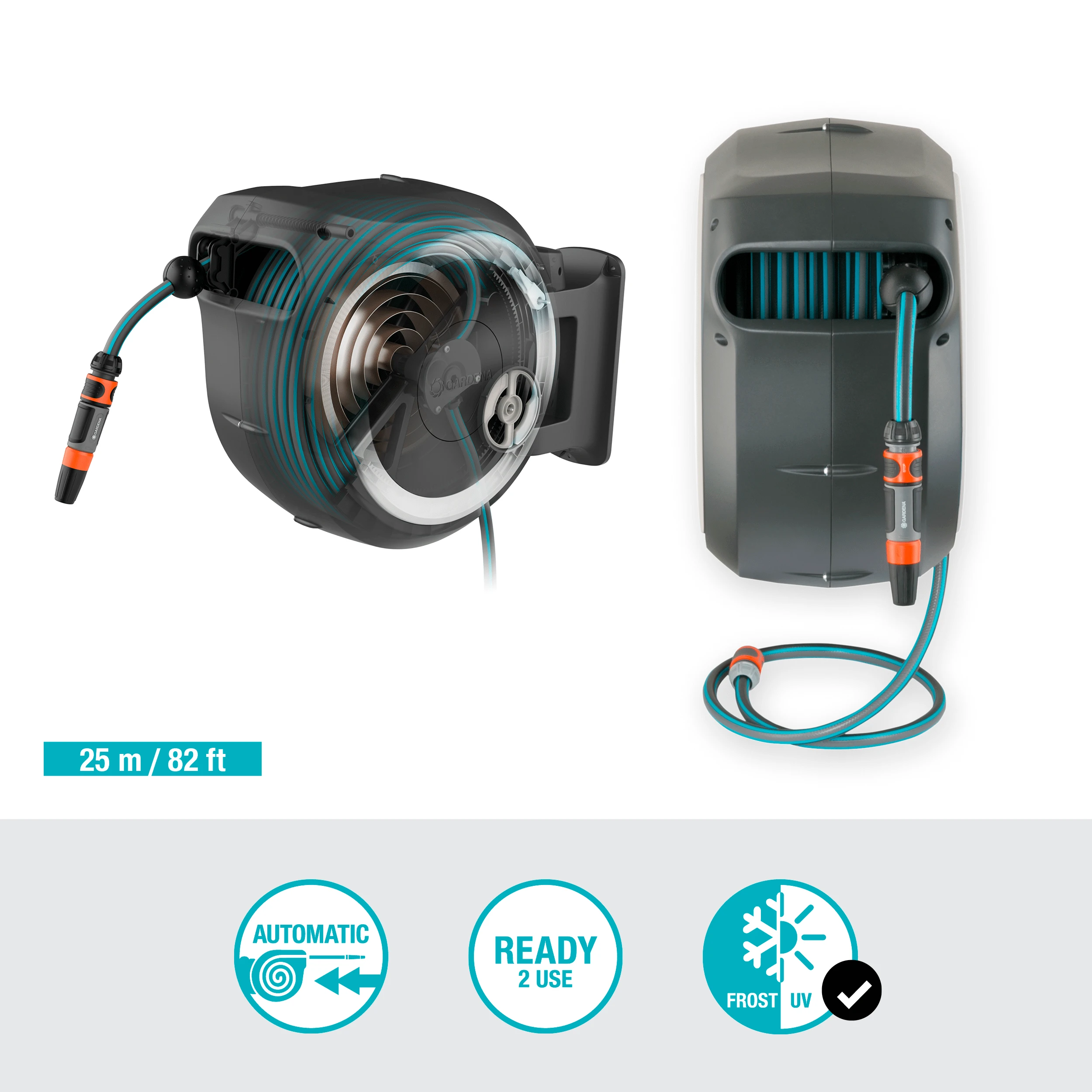 Ritė su žarna Gardena 25m RollUp M/L 9704736-01