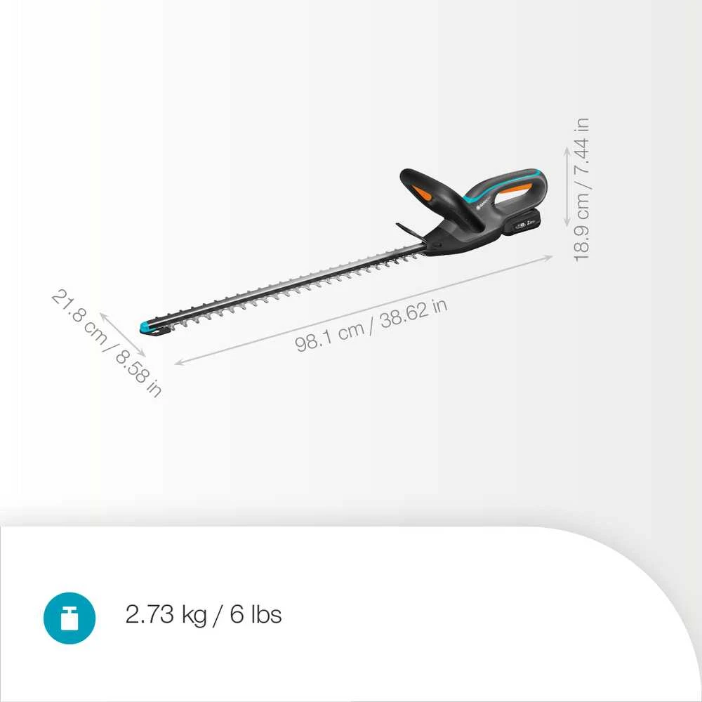 Gardena EasyCut 55/18V 14735-20 – komplekte yra: akumuliatorius ir kroviklis