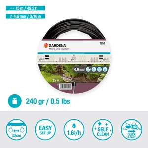 Gardena Lašelinio drėkinimo vamzdis 4.6 mm (3/16"), 15 m