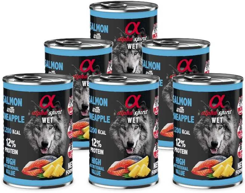ALPHA SPIRIT WET konservas su lašiša ir ananasais 400g 6vnt