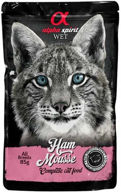 ALPHA SPIRIT WET putėsiai katėms su kumpiu 85g 6vnt