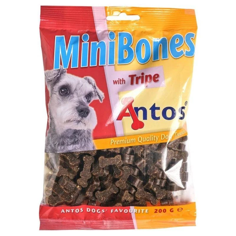 ANTOS Mini Bones Tripe maži kauliukai su žarnokais 200g