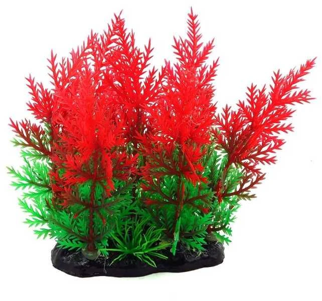 AQUA NOVA plastikinis augalas žalia/raudona 13cm