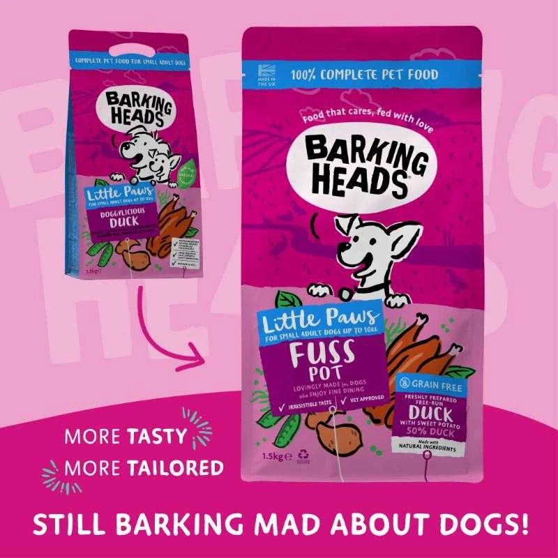 Barking Heads Tiny Paws Quackers Grain Free sausas maistas mažų veislių šunims 1,5kg