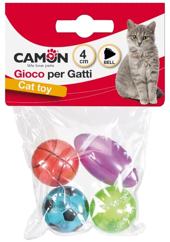 None CAMON katėms 4 įvairūs kamuoliukai su varpeliu 4cm