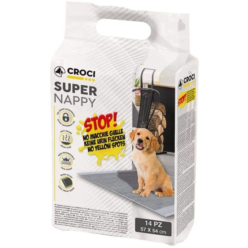 CROCI SUPER NAPPY Higieniniai paklotai su anglimi 57x54cm, 14vnt