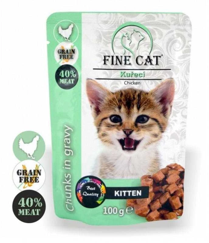 FINE CAT konservas kačiukams su vištiena 100g 22vnt