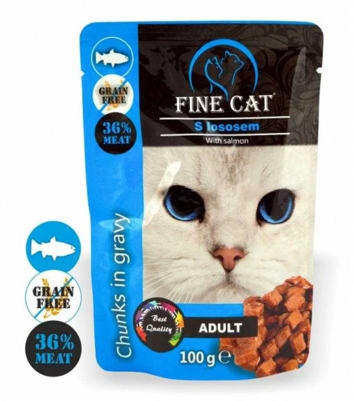 FINE CAT konservas katėms su lašiša 100g 22vnt