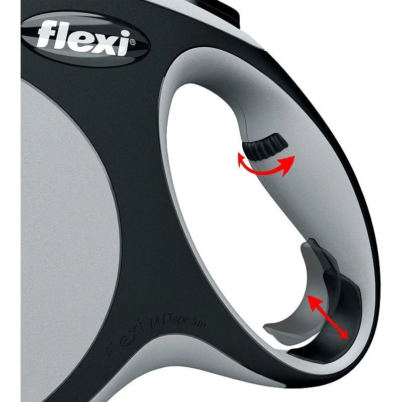 Flexi New Comfort L pavadėlis šunims iki 60kg juostinis 5m juodos spalvos