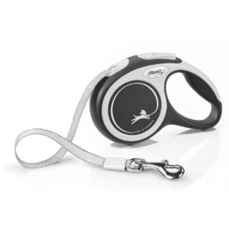 Flexi New Comfort S pavadėlis šunims iki 15kg juostinis 5m juodos spalvos