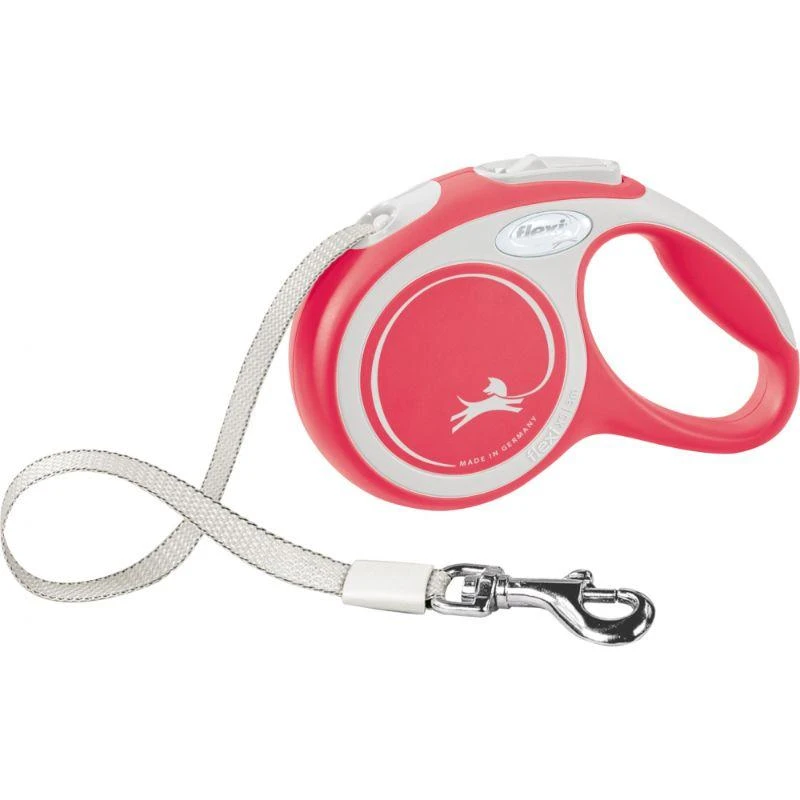 Flexi New Comfort XS pavadėlis šunims iki 12kg juostinis 3m raudonos spalvos