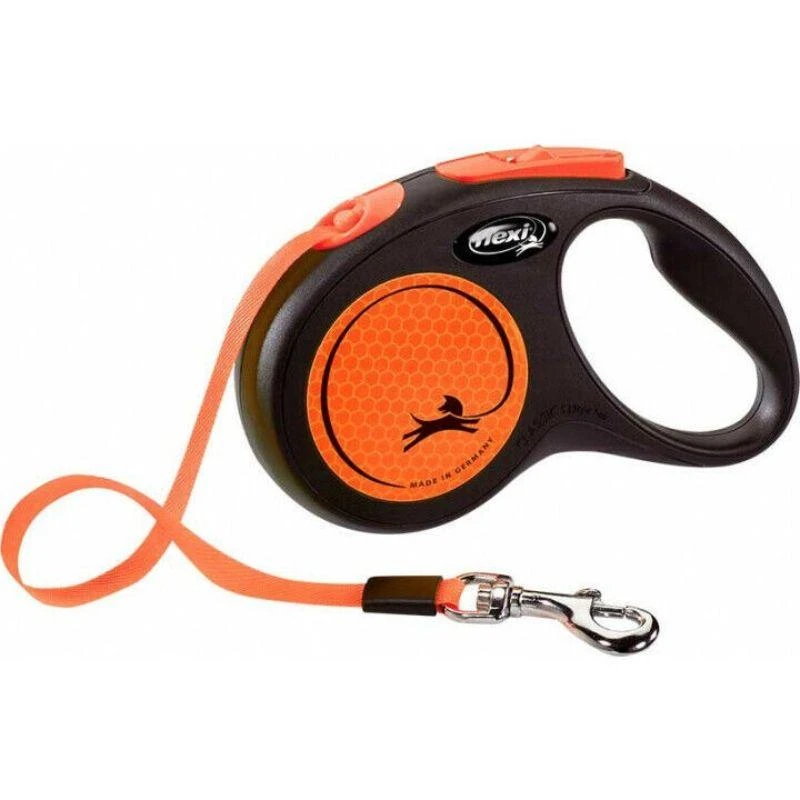 Flexi New Neon M pavadėlis šunims iki 25kg juostinis 5m oranžinės spalvos