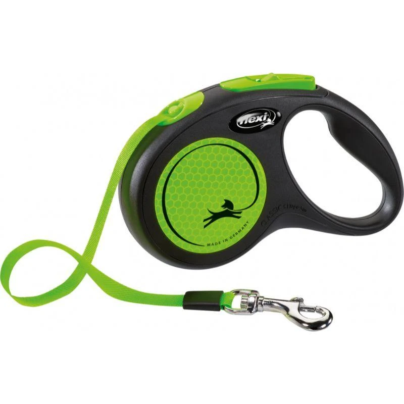 Flexi New Neon S pavadėlis šunims iki 15kg juostinis 5m žalios spalvos