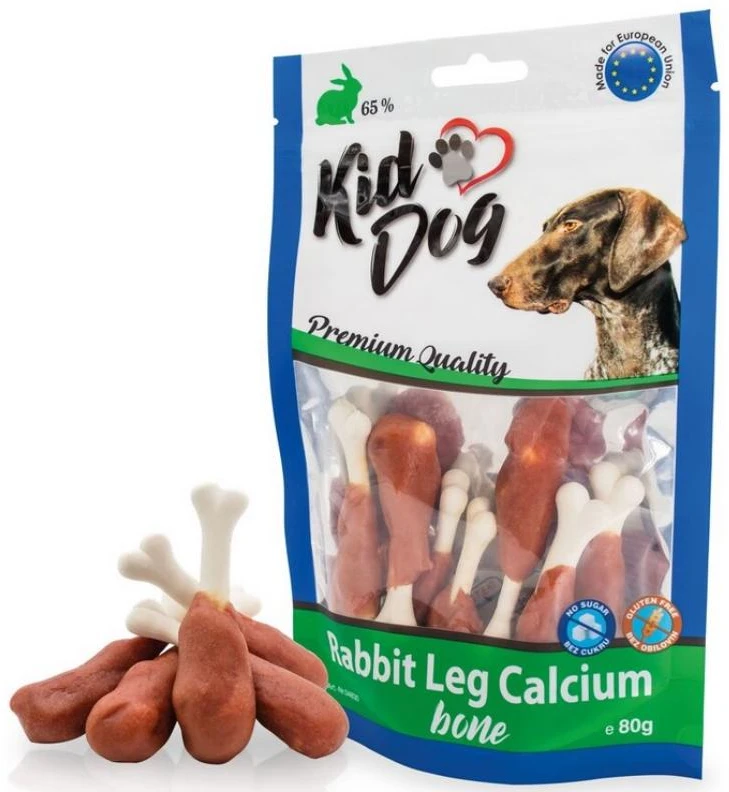 KIDDOG Bone šlaunelė su triušiena ir kalciu 80g (150)