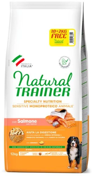 Natural Trainer ADULT DOG SENSITIVE be gliuteno Medium/Maxi su lašiša 12kg