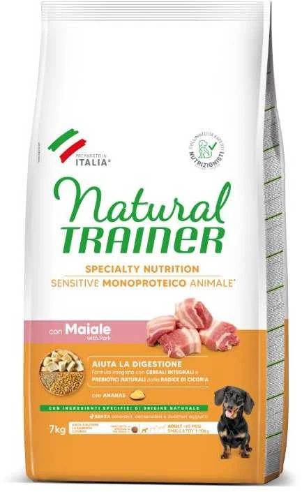 Natural Trainer ADULT DOG SENSITIVE be gliuteno MINI PORK (kiauliena) 7kg