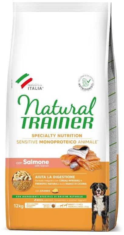 Natural Trainer ADULT DOG SENSITIVE be gliuteno Medium/Maxi su lašiša 12kg