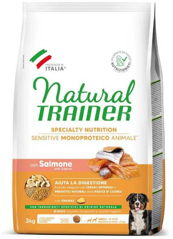 Natural Trainer ADULT DOG SENSITIVE be gliuteno Medium/Maxi su lašiša 3kg