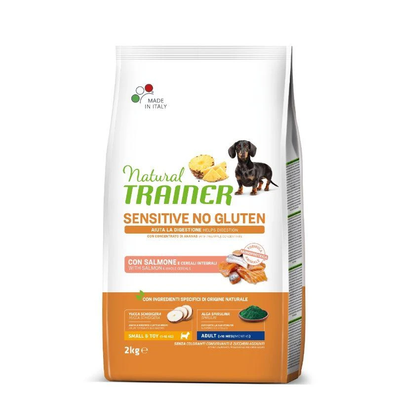 Natural Trainer ADULT DOG SENSITIVE be gliuteno MINI su lašiša 2kg