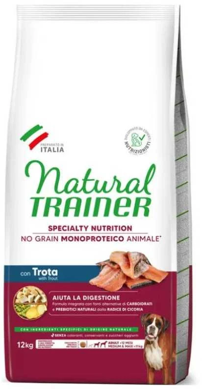 Natural Trainer ADULT DOG SENSITIVE NO GRAIN Medium/Maxi TROUT upėtakis 12kg