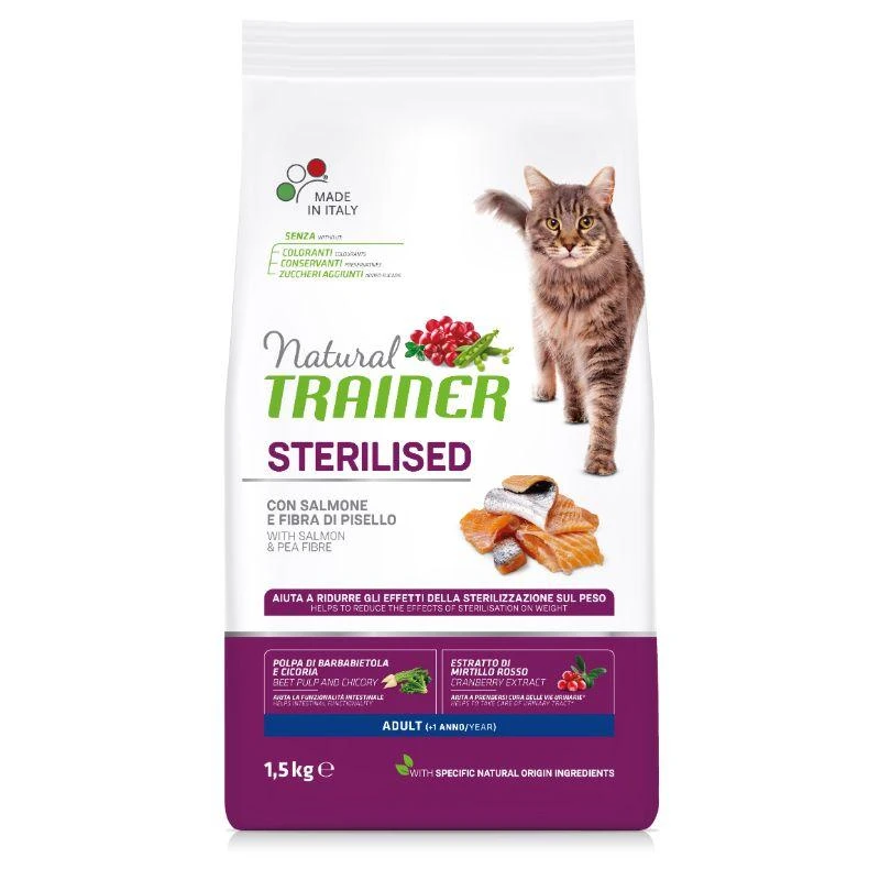 Natural Trainer Cat adult Sterilised lašiša su lašiša 1.5kg