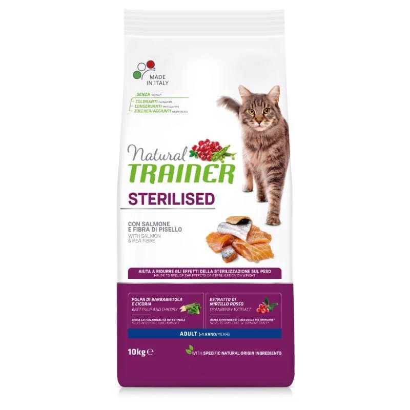 Natural Trainer Cat adult Sterilised lašiša su lašiša 10kg
