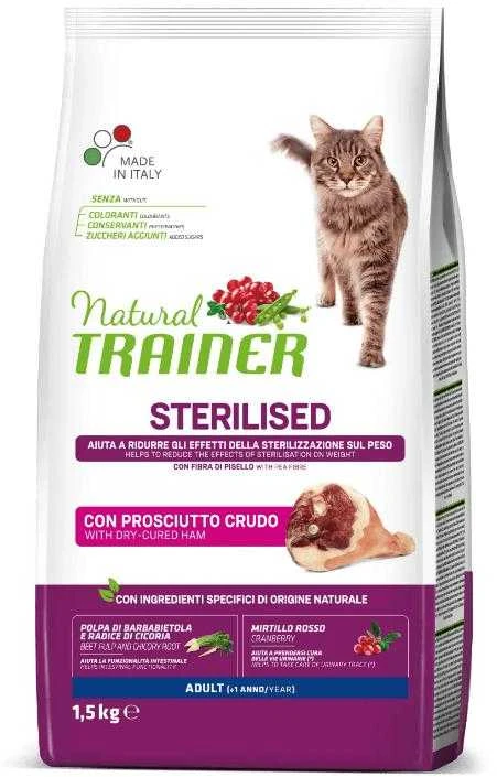 Natural Trainer Cat adult Sterilised HAM su vytintu kumpiu 1.5kg