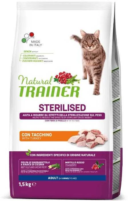 Natural Trainer Cat Adult Sterilised kalakutiena su kalakutiena 1.5kg