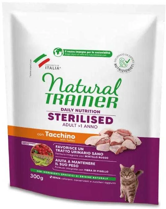 None NATURAL TRAINER Cat Adult Sterilised kalakutiena su kalakutiena 0.3kg