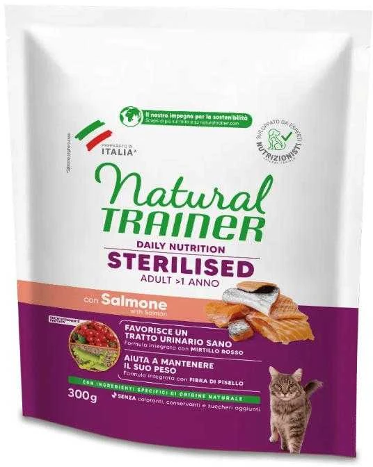 Natural Trainer Cat adult Sterilised lašiša su lašiša 0.3kg