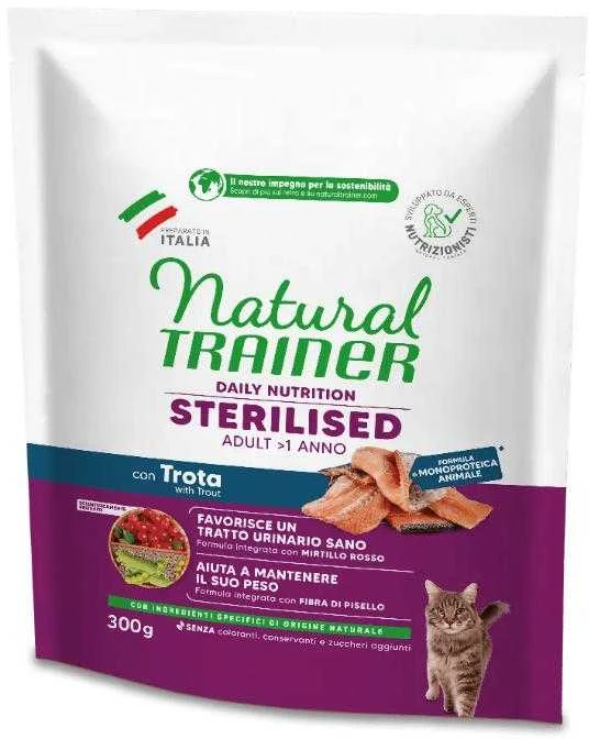 Natural Trainer Cat adult Sterilised TROUT su upėtakiu 0.3kg