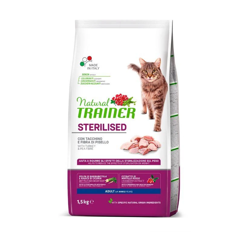 Natural Trainer Cat Adult Sterilised kalakutiena su kalakutiena 10kg
