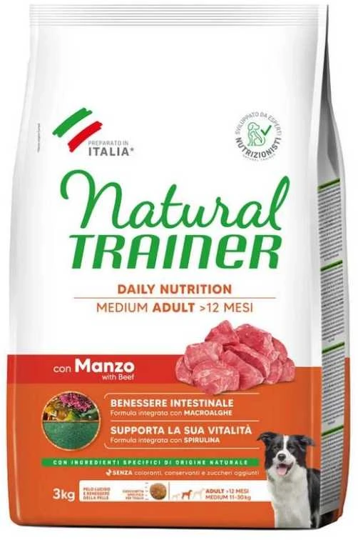 Natural Trainer Adult Medium sausas maistas su jautiena šunims 3kg