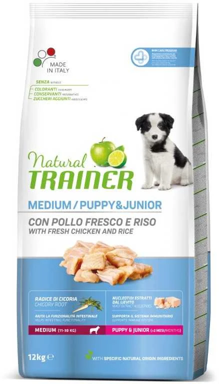 Natural Trainer PUPPY/JUNIOR MEDIUM (Vištiena) 12kg