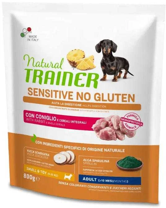 Natural Trainer ADULT DOG SENSITIVE be gliuteno MINI su triušiena 800g