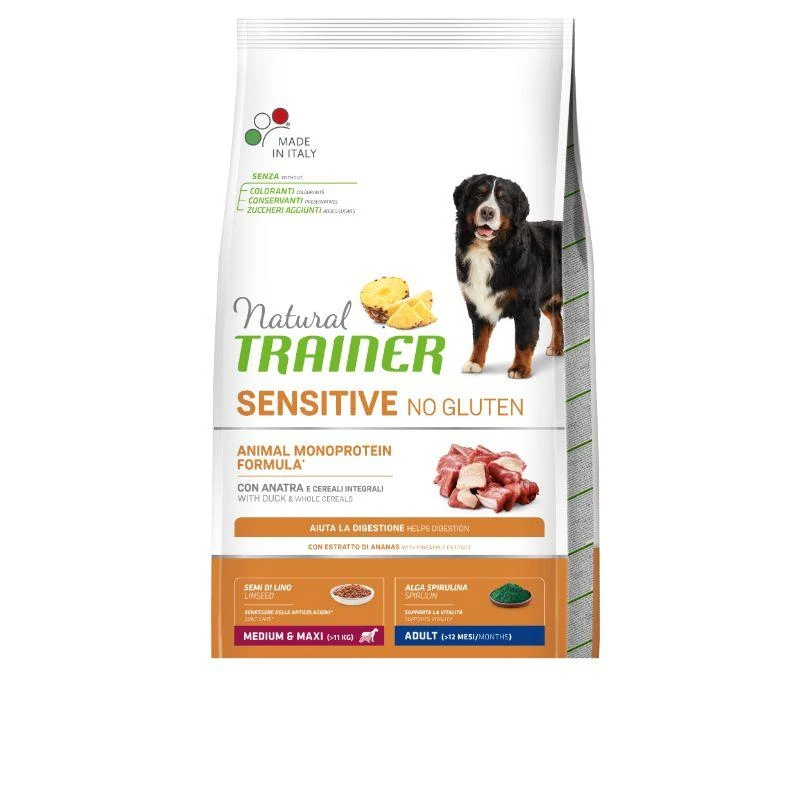 Novafoods Natural Trainer ADULT DOG SENSITIVE be gliuteno Medium/Maxi su antiena 12kg