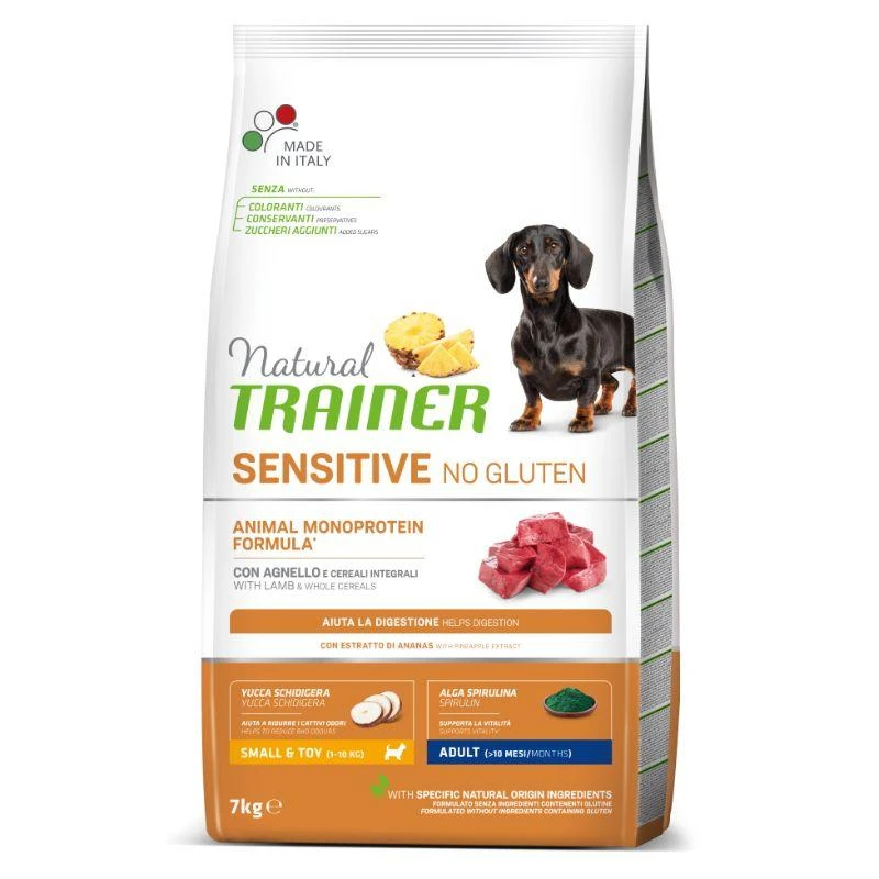 Natural Trainer ADULT DOG SENSITIVE be gliuteno MINI su ėriena 7kg