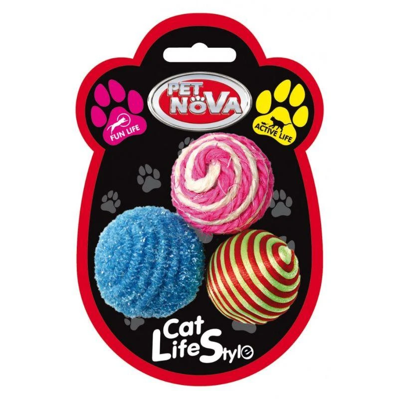 PET NOVA Ballset kamuoliukai katėms 3vnt 2pak
